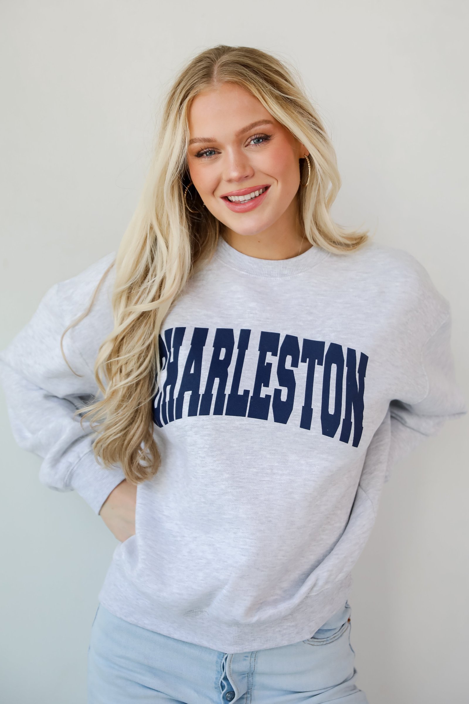 Light Heather Grey/Navy Charleston Sweatshirt LT11