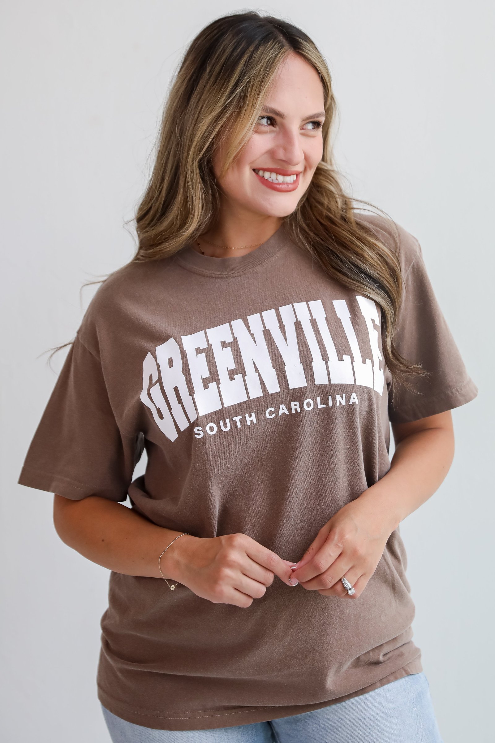 Brown Greenville South Carolina Block Letter Tee LT5